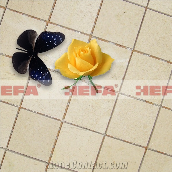 Beige Kitchen Tiles Design XMD018CM, Cream Marfil Beige Marble Mosaic