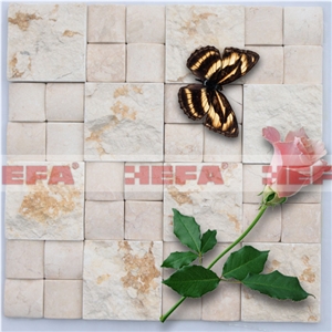 Beige Mosaic Wallpaper Borders XMD010PS, Perlato Svevo Beige Marble Mosaic