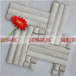 Grey Tiles Wall XMD019Se, Serpeggiante Beige Marble Mosaic