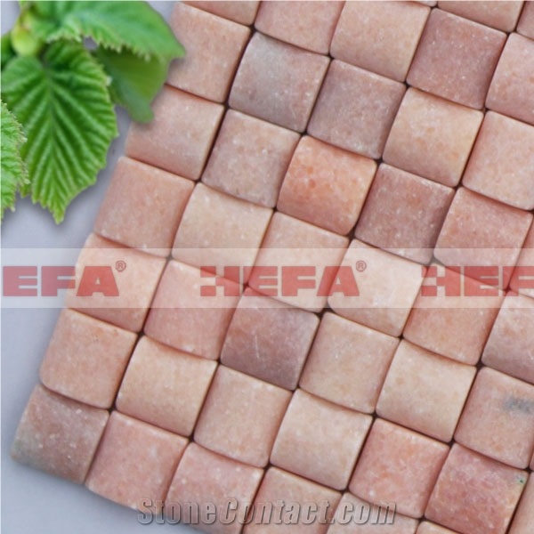 Red Glass Mosaic XMD008R, Rose Pink Marble Glass Mosaic