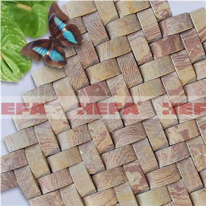 Red Linear Mosaic Tiles XMD007W, Wood Red Marble Linear Mosaic