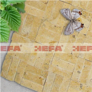 Yellow Mosaic Tile Strip XMD013BL1, Yellow Limestone Mosaic