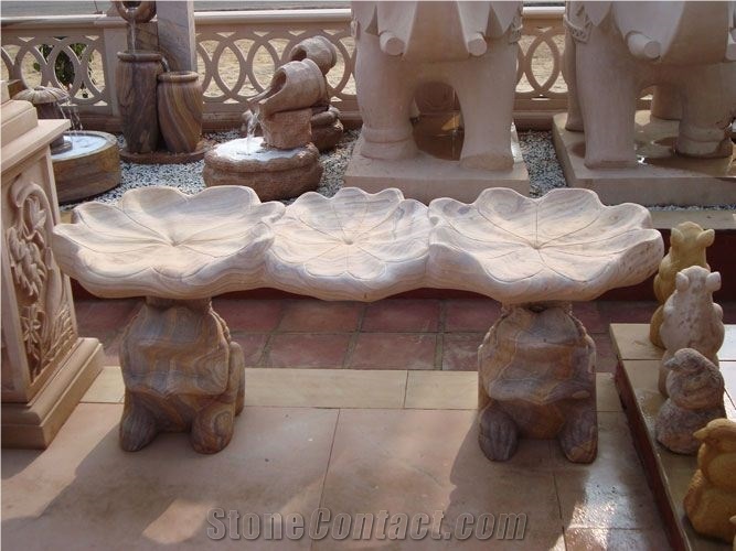 Garden Furniture, Rainbow Teak Sandstone Bench & Table