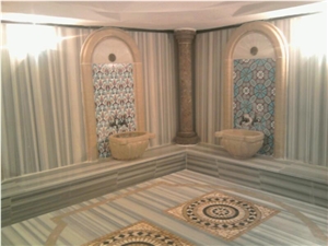 Turkish Hammam, Marmara White Marble Bath Design