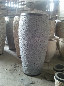 Cultured Stone Flower Pot, Grey Slate Flower Pot