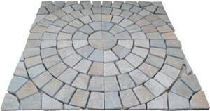 Quartzite Crazy Paving on Mesh, Beige Quartzite Cobble, Pavers
