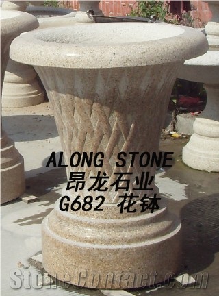 G682 Yellow Stone Flowerpot, G682 Yellow Granite Pot