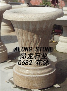G682 Yellow Stone Flowerpot, G682 Yellow Granite Pot