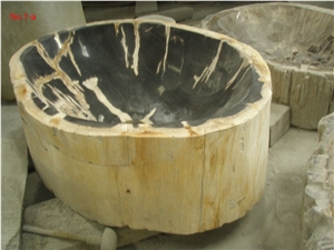 Fossil Wood Marble Sink, Fossil Wood Yellow Marble Sink