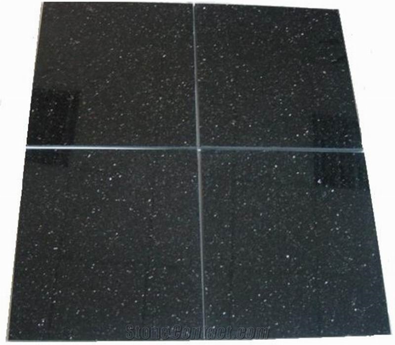 Black Galaxy Granite Tile, India Black Granite