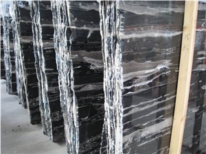 High Polished Natural Black Silver Dragon Marble Slabs for Tiles