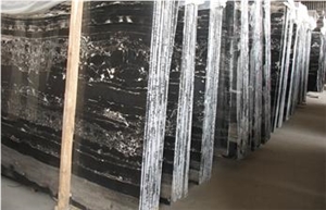 Polished Black Zebra Marble Slab(own Factory)