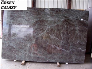 Polished Green Galaxy Granite Slab(own Factory)