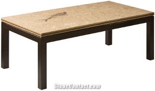 Fossil Stone Coffe Table Tops, Beige Limestone Table Tops