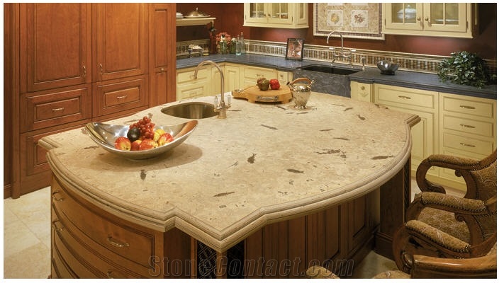 Fossil Stone Countertops, Beige Limestone Countertops