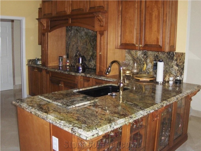 Golden Queen Granite Kitchen Countertop, Yellow Granite Kitchen Countertops