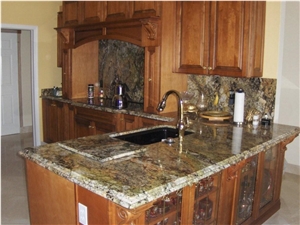 Golden Queen Granite Kitchen Countertop, Yellow Granite Kitchen Countertops