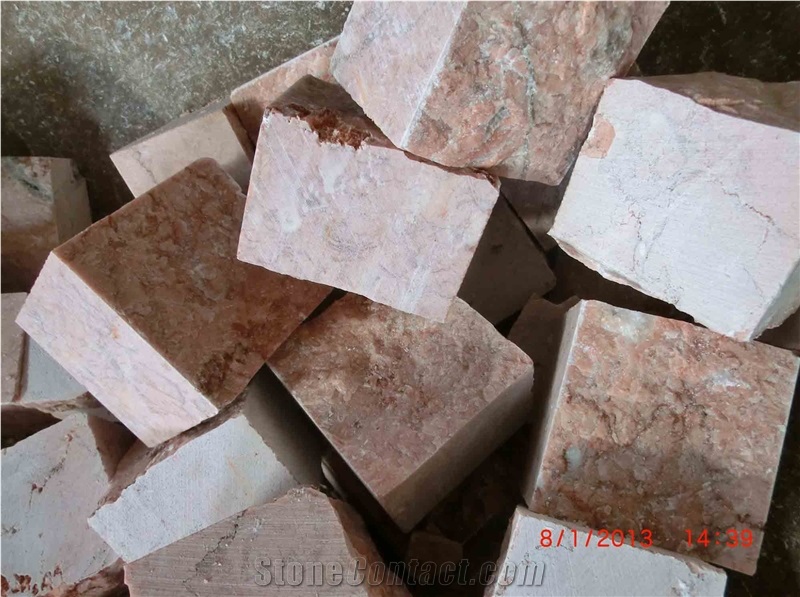 Cubic Stone, Pink Marble Cobble, Pavers