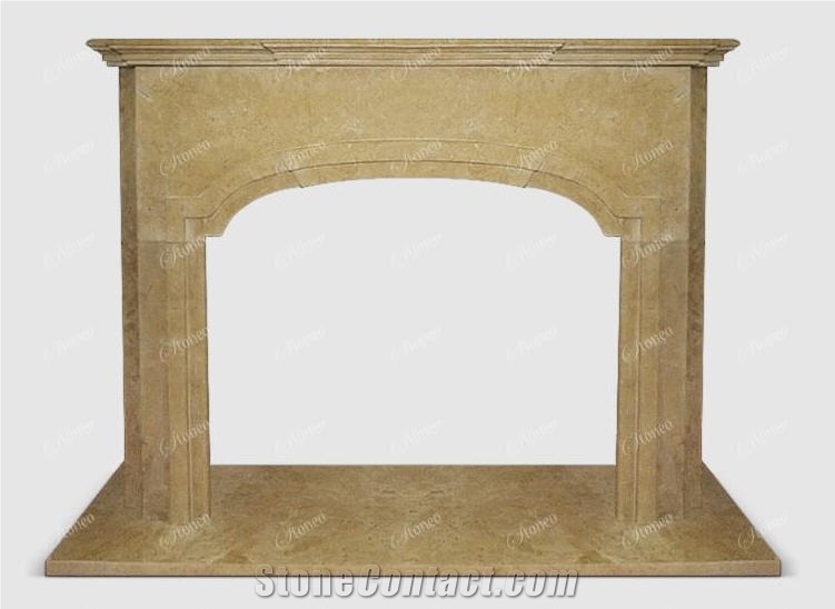Limestone Fireplace Mantel, Pinchuck Beige Limestone