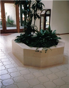 Crema Marfil Interior Planter, Beige Marble Home Decor