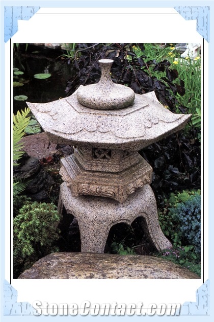 Granite Japanese Garden Lantern, White Granite Garden Lantern