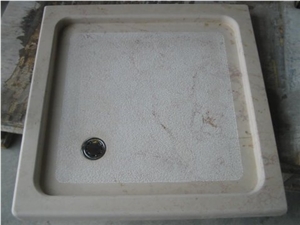 Apricena Filettato Shower Tray, Beige Limestone