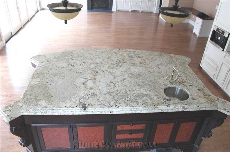 Splendor Granite Island, Delicatus Splendour White Granite Kitchen Countertops