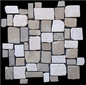 Random Squares Mosaic, Toba Cream Beige Marble