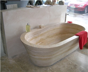Beige Travertine Bath Tub