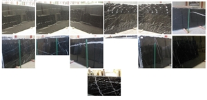 Nero Marquina Marble Slabs, Spain Black Marble
