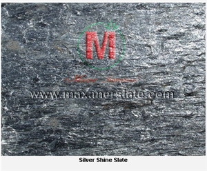 Silver Shine Slate Slabs, India Grey Slate