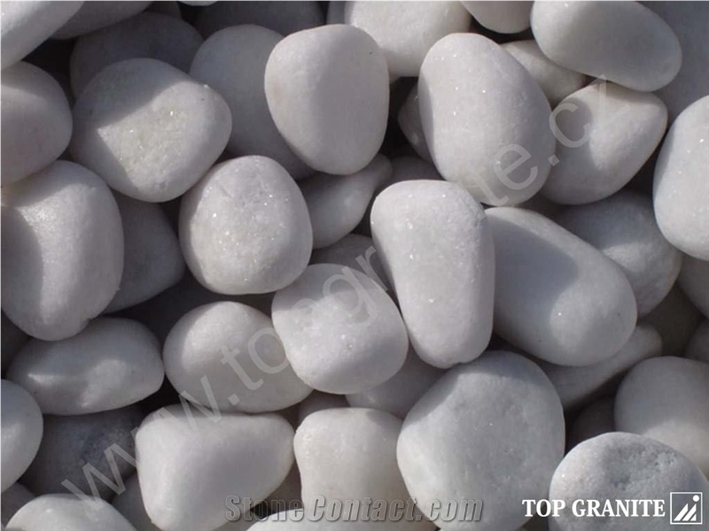 Ornamental White Marble Pebbles 8 X 5 X 4 cm, Bianco Carrara White Marble