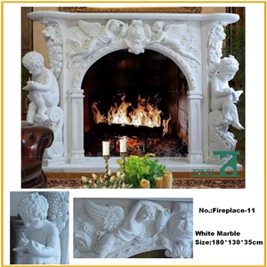 Beijing White Marble Hand Carved Stone Marble Fireplace Mantel