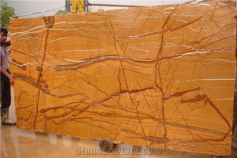 Rain Forest Golden Marble Slab, India Yellow Marble