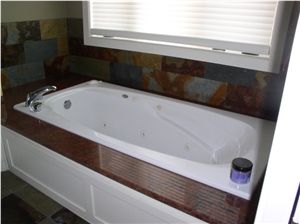 Abstract Brown Granite Bath Tub Deck