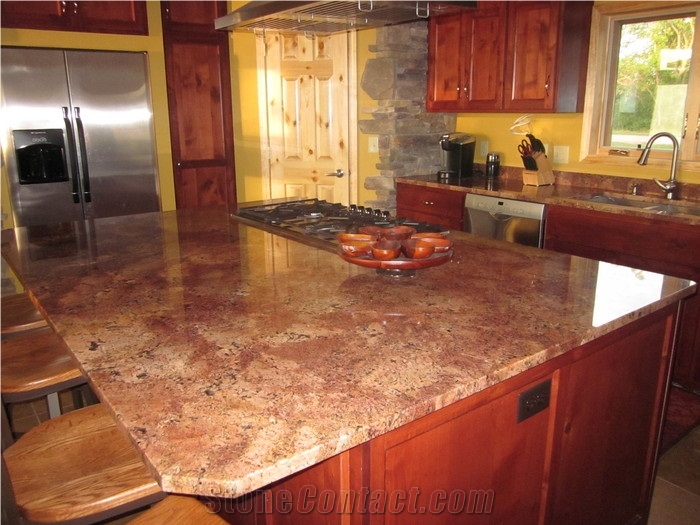 Bordeaux Granite Kitchen Island Top, Countertop, Bordeaux Fuji Granite ...