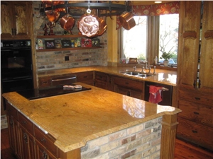 Golden Oak Granite Island Top, Golden Oak Granite Countertop, Golden Oak Yellow Granite Countertop