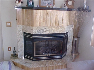 Ivory White Gold Granite Fireplace
