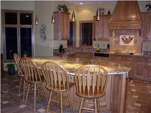 Juparana Sunrise Granite Kitchen Countertop, Juparana Sunrise Yellow Granite Kitchen Countertops