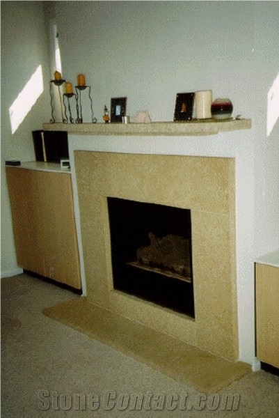 Minnesota Cream Limestone Fireplace, Ivory Beige Limestone