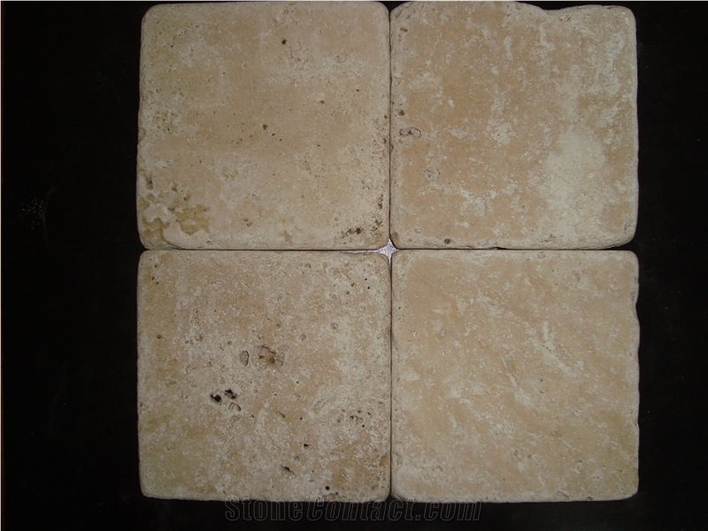 A002 Coral White Travertine 10x10 Tumbled, Classic Travertine Tiles