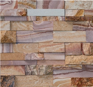 Multicolor Sandstone Stacked Stone Wall Panels, Rainbow Sandstone Stacked Stone