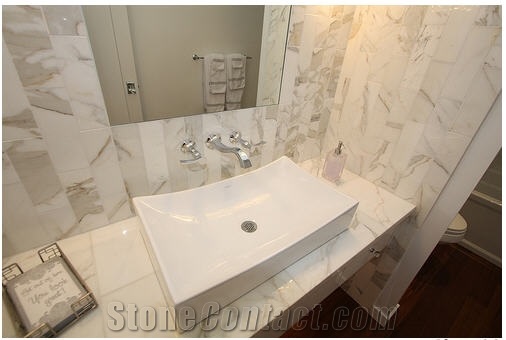 Calacatta Gold Marble Bathroom Top, Wall Tiles, Calacatta Gold White Marble Bathroom Top