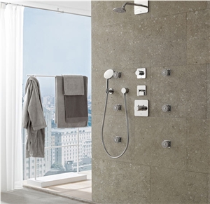Grigio Argento Limestone Shower Wall Tiles, Italy Grey Limestone