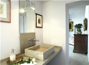 Pietra Di Vicenza Limestone Bathroom Wash Basin, Pietra Di Vicenza Beige Limestone Wash Basin