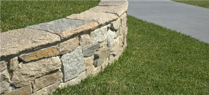 Estate Dry Stone Garden Walling and Wall Capping, Beige Quartzite Garden Wall