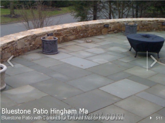 PA Bluestone Patio with Connecticut Tan Sandstone Wall, Pennsylvania Blue Stone Patio