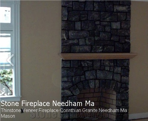Thinstone Veneer Fireplace with Corinthian Granite, Brown Granite Fireplace