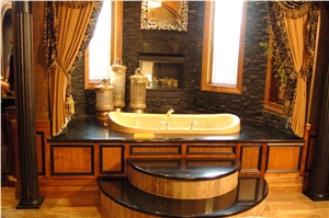 Black Forest Gold Granite Bathtub Deck