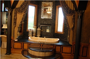 Black Forest Gold Granite Bathtub Deck